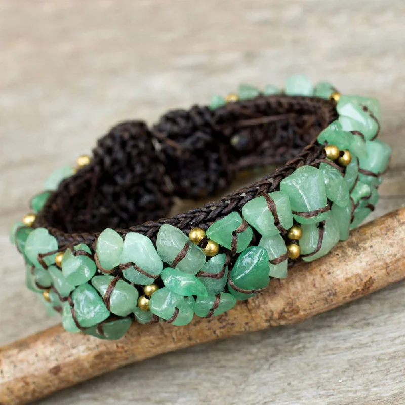 Loop charm bangles-Handmade Brass 'Woodland Morning' Quartz Bracelet (Thailand)