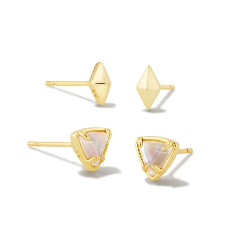 Pure star earrings-Kendra Scott | Greta Gold Stud Earrings Set of 2 in Ivory Mother-of-Pearl