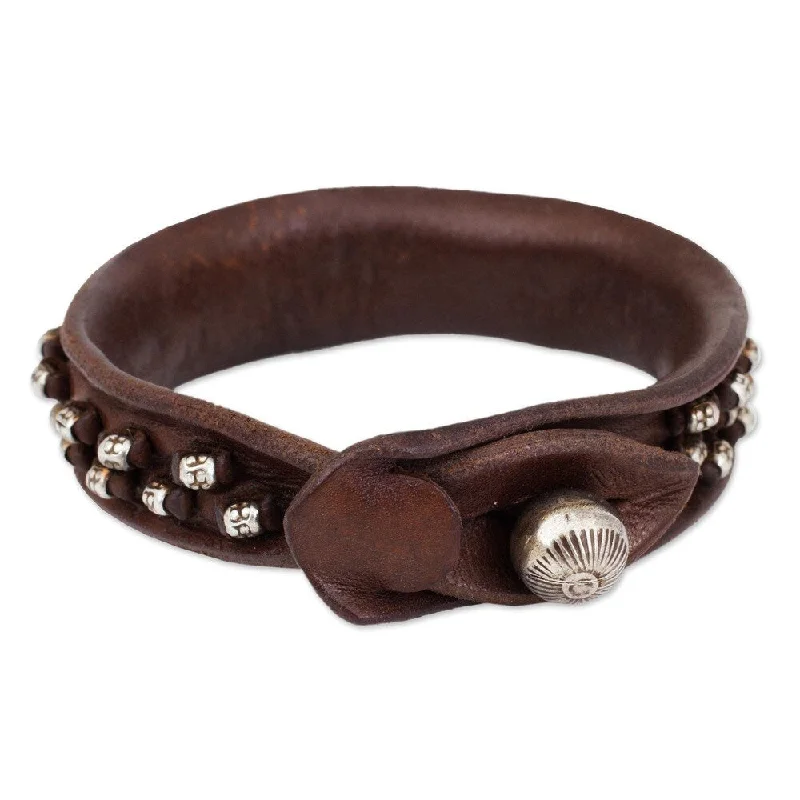 Reed weave bangles-Handmade Bohemian Burnished Leather Bracelet (Thailand)