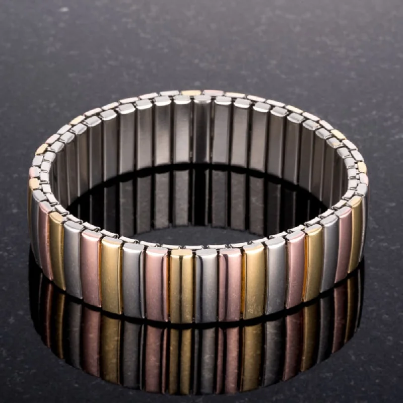 Tide shape bangles-Tritone 14Mm Stainless Steel Stretch Bracelet - 14mm X 67mm