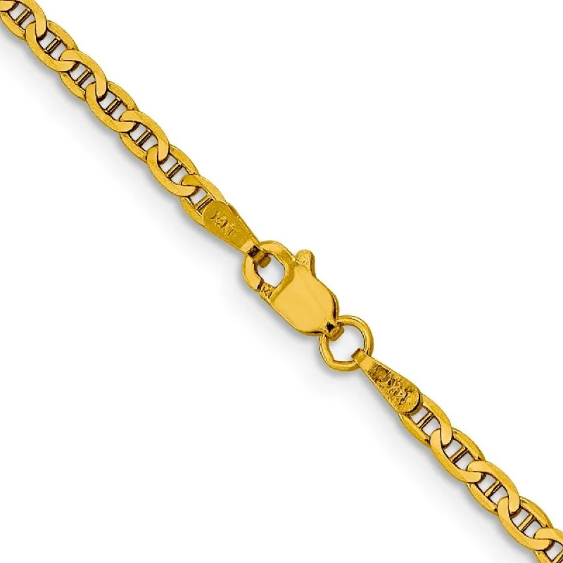 Fine bead bangles-Curata 10k Yellow Gold 10-inch 3.0mm Flat Anchor Chain Anklet Ankle Bracelet for Women