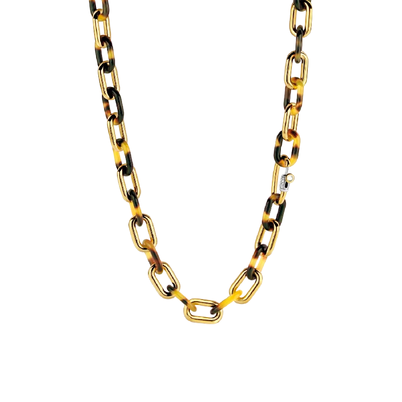 Petite gem necklaces-Ti Sento Leopard Print Links Necklace