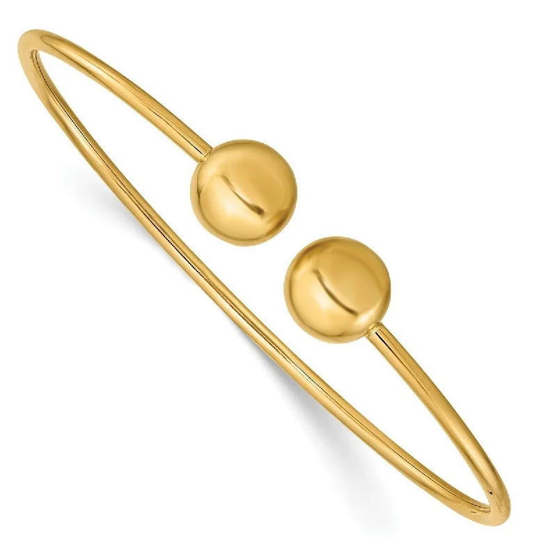 Mystic eye bangles-Curata 14k Yellow Gold Polished Flexible Cuff Stackable Bangle Bracelet