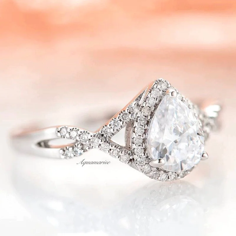 Pinch band engagement rings-Flair Diamond (cz) Ring- Sterling Silver