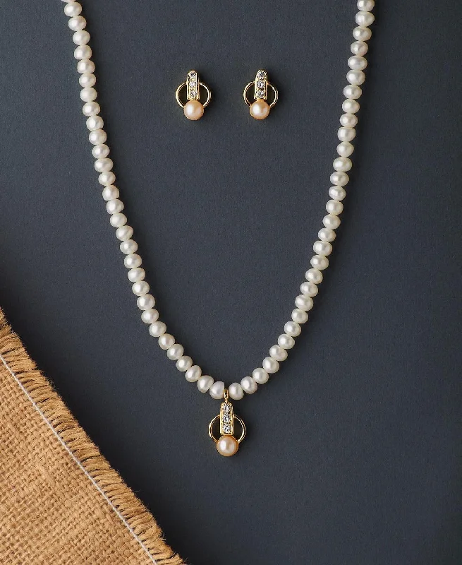 Petite gem necklaces-Elegant Real Pearl Necklace Set