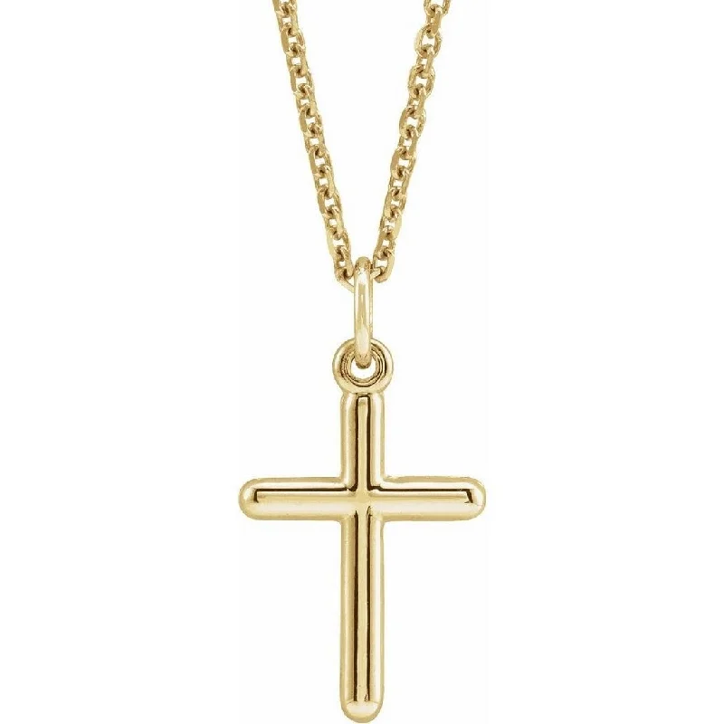 Smooth pendant necklaces-Curata 14k Yellow Gold 13x9mm Polished Religious Faith Cross Necklace