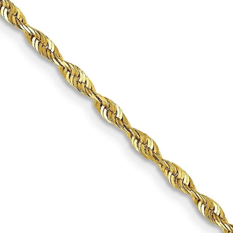 Glossy cuff bangles-Curata 10k Yellow Gold 10" 2.0mm Diamond Cut Extra Lite Rope Chain Ankle Bracelet Anklet