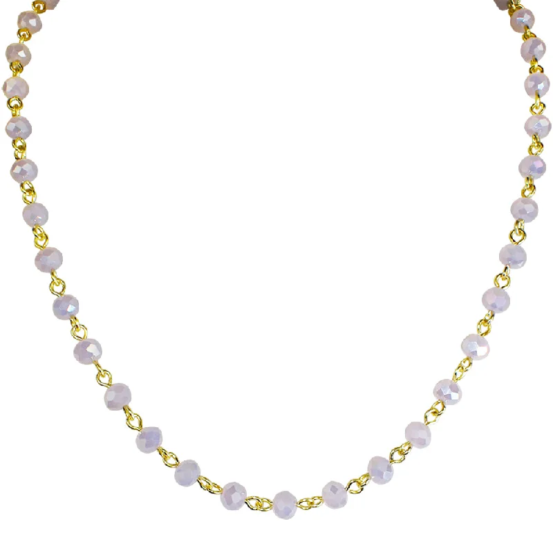 Agate gem necklaces-Mystic Crystal 17" Necklace (Goldtone/Opal Pink)