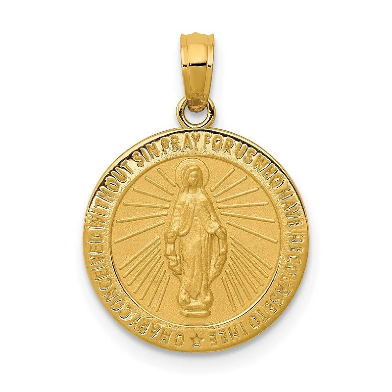 Floating gem necklaces-Curata 14k Yellow Gold 18" 14mm Miraculous Medal Pendant Necklace