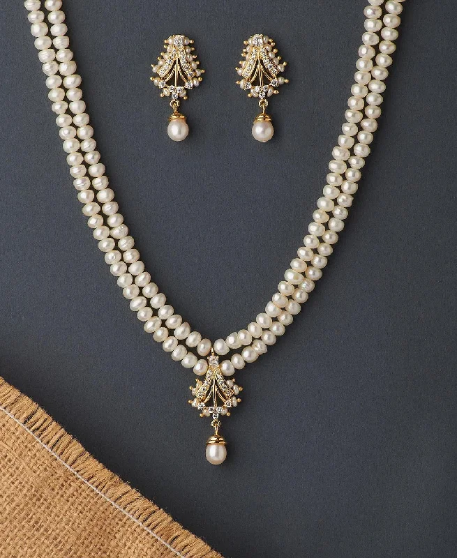 Bead braid necklaces-Elegant Real Pearl Necklace Set