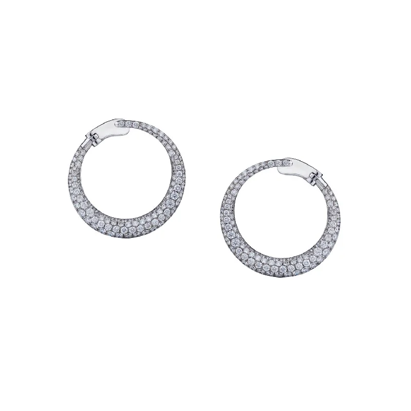 Thick bar earrings-PAVÉ DIAMOND WRAP EARRINGS