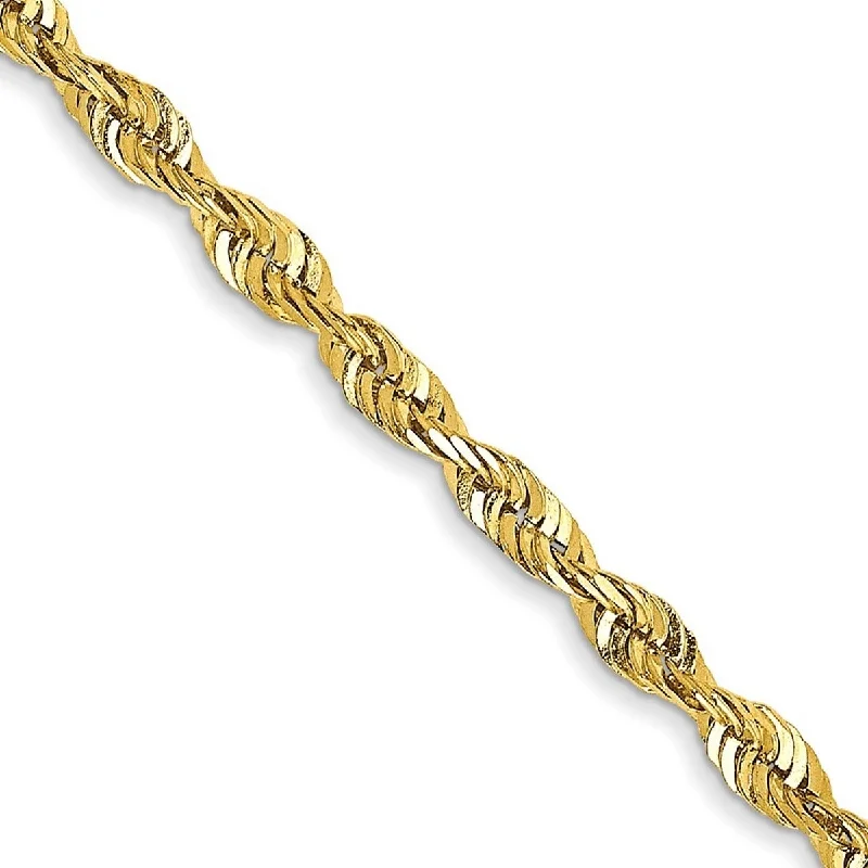 Retro deco bangles-Curata 10k Yellow Gold 2.25mm Sparkle Cut Extra Lite Rope Chain Bracelet