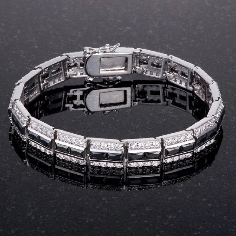 Tri-tone bangles-Balboa Cubic Zirconia Bracelet Trendy Women's Jewelry Piece - 7.25 Inch