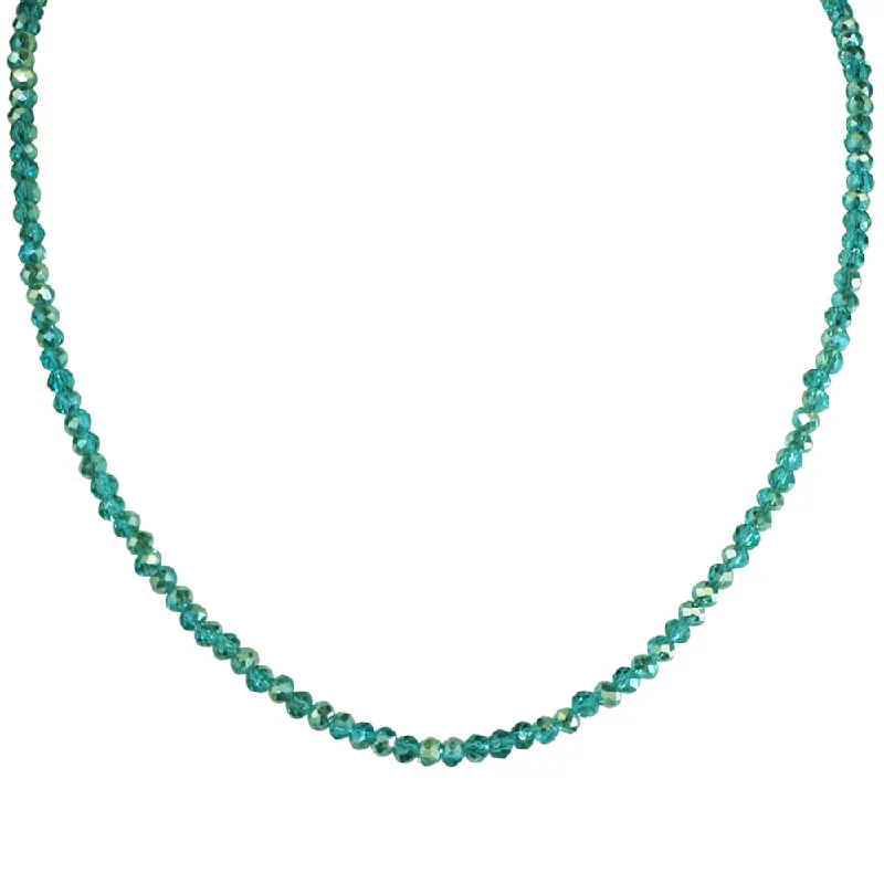 Spinel necklaces-Shimmer Bead 18" Necklace (Goldtone/Aqua)