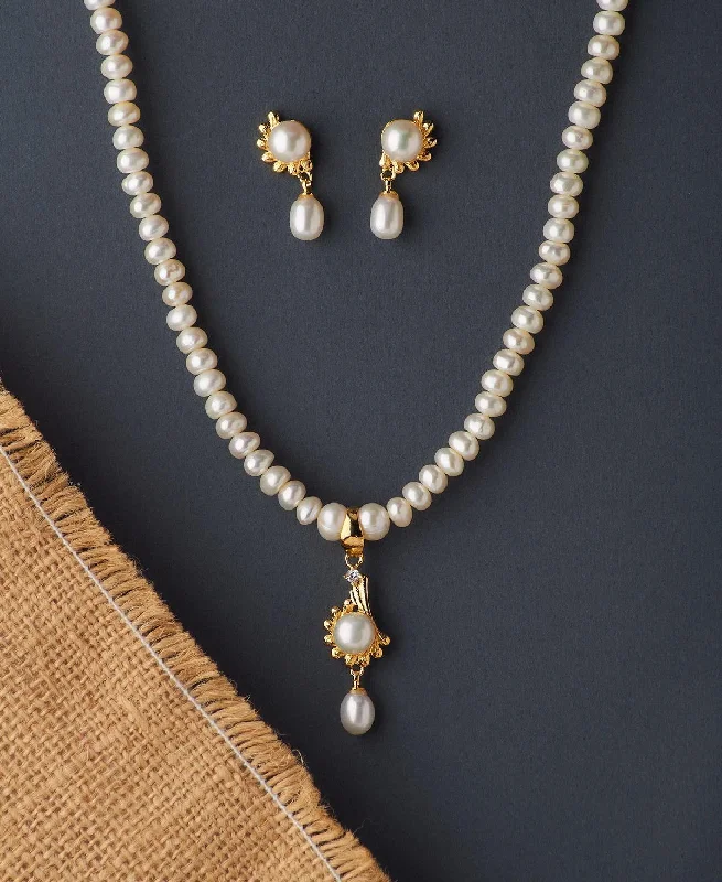 Solid bar necklaces-Elegant Real Pearl Necklace Set