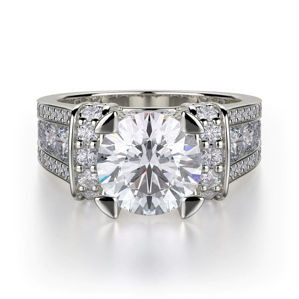 Pure crystal engagement rings-Strada R406-2