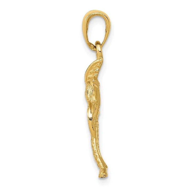 Sleek pendant necklaces-Curata 14k Yellow Gold 18" Solid Concave Polished Palm Tree Pendant Necklace - 28.1x16.1mm