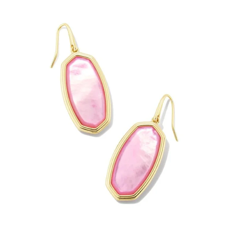 Crystal-twisted earrings-Kendra Scott | Framed Elle Gold Drop Earrings in Peony Mother-of-Pearl