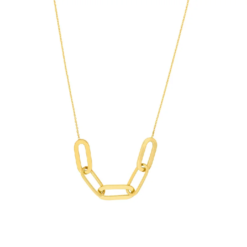 Oval gem necklaces-14k Gold Large Oval Link Element Necklace