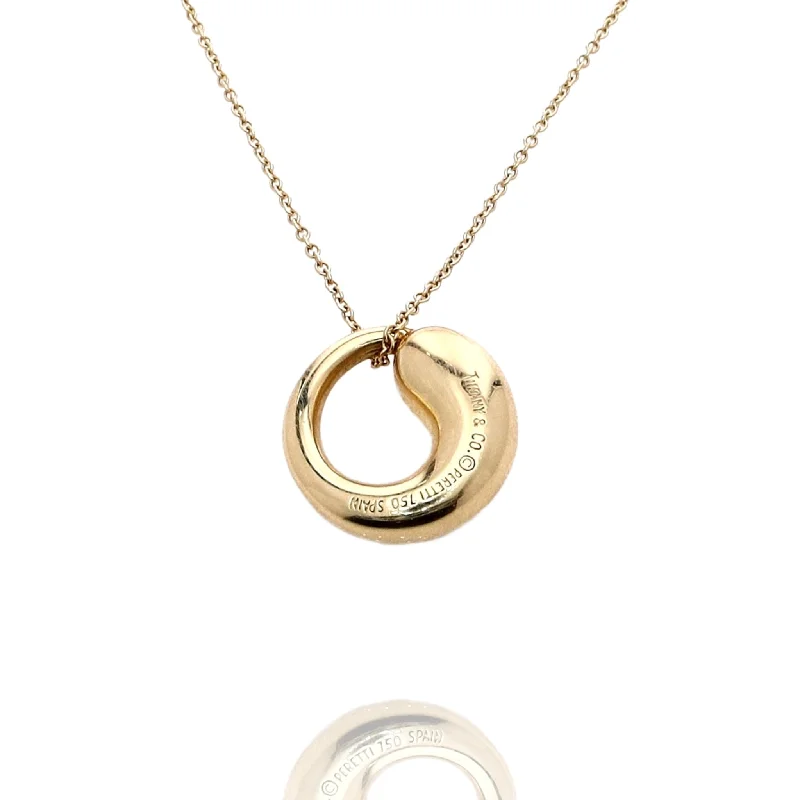 Elastic cord necklaces-Estate Tiffany & Co Elsa Peretti 18k Yellow Gold Eternal Circle Pendant Necklace