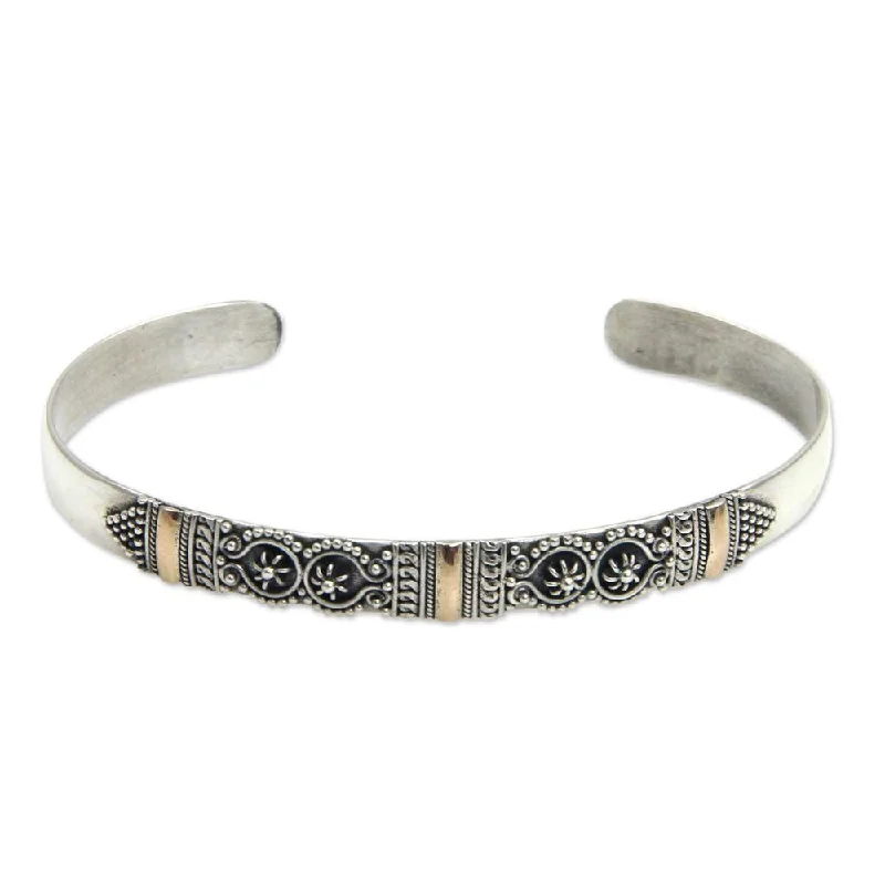 Oval shape bangles-Handmade Gold Sterling Silver Accent 'Midnight Stars' Bracelet (Indonesia)