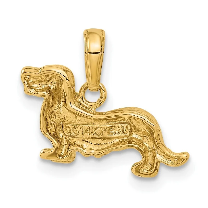 Raw woven necklaces-Curata 14k Yellow Gold Textured 18" Long-Haired Dachshund Dog Pendant Necklace - 13.8x17.3mm