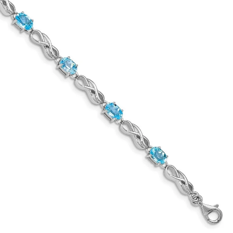 Stretch thread bangles-Curata 925 Sterling Silver Polished Fancy Lobster Closure Blue Topaz Figure 8 Bracelet