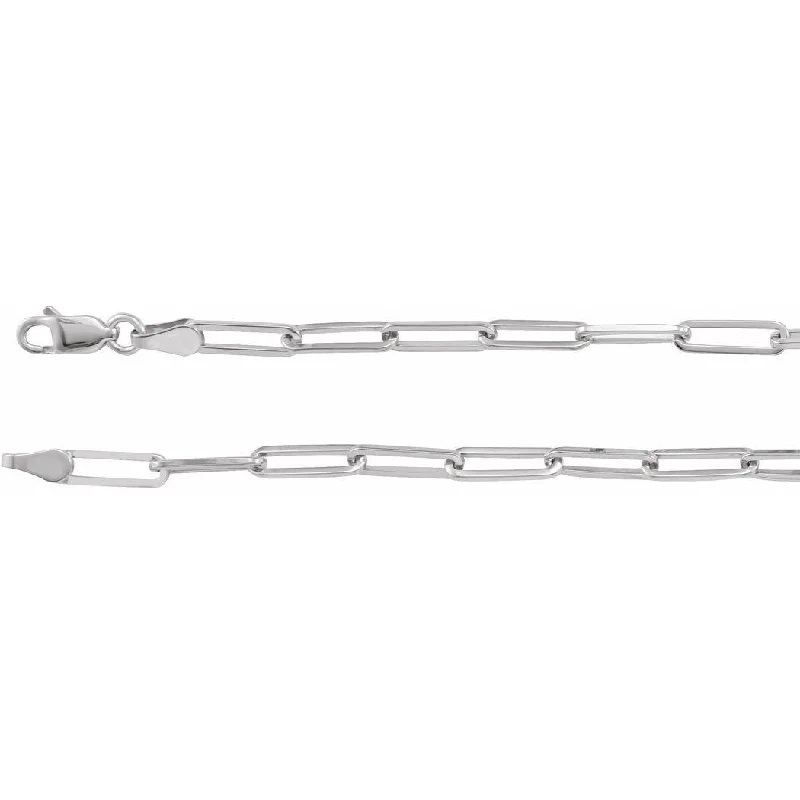 Solid cuff bangles-Curata 14k White Gold 7 Inch Polished Flat Cable Chain Bracelet With Lobster Clasp