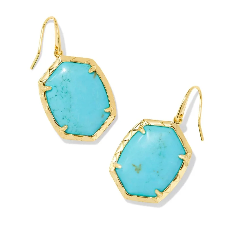 New moon earrings-Kendra Scott | Daphne Gold Drop Earrings in Variegated Turquoise Magnesite