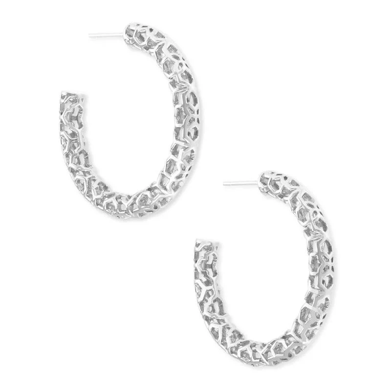 Reef knot earrings-Kendra Scott | Maggie Small Hoop Earrings in Silver Filigree