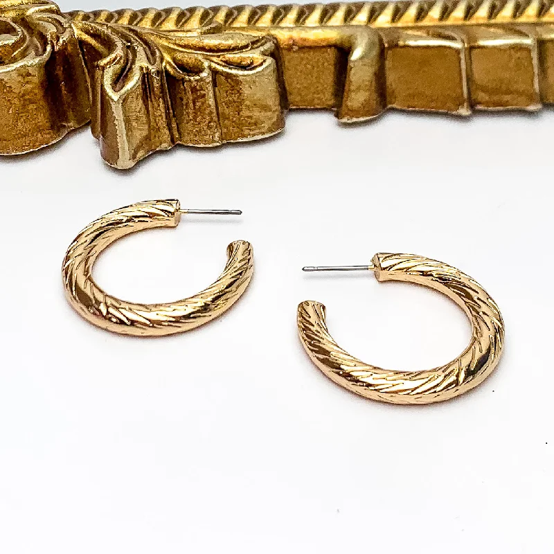 Dove feather earrings-Gold Tone Small Twisted Hoop Earrings