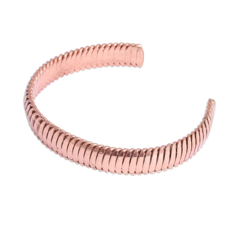 Twist clasp bangles-NOVICA Brilliant Sheen, Copper cuff bracelet