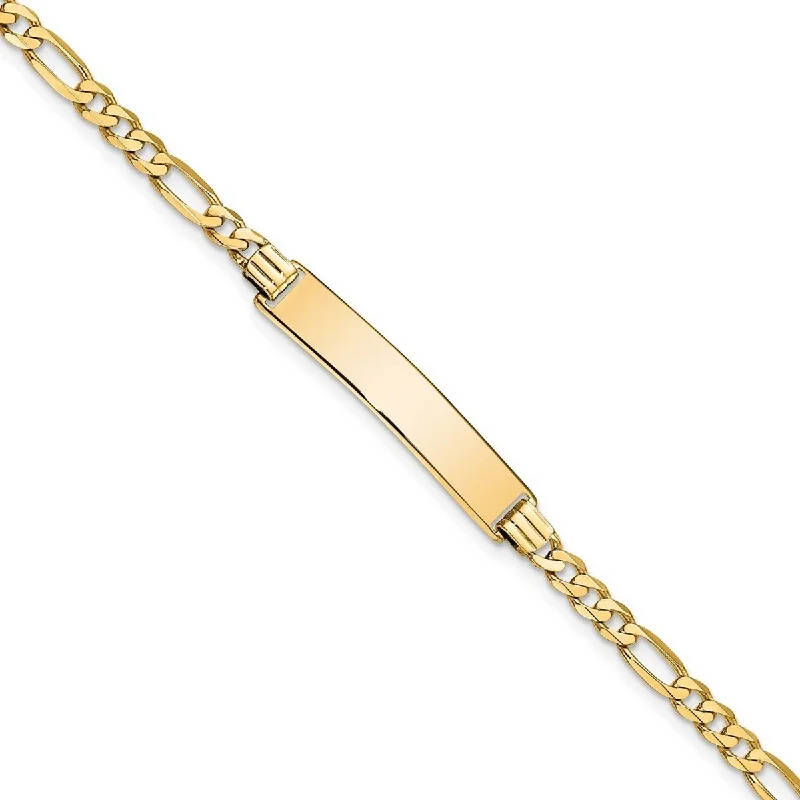 Full moon bangles-Curata 6.2mm 14k Yellow Gold Engravable Flat Figaro Link ID Bracelet