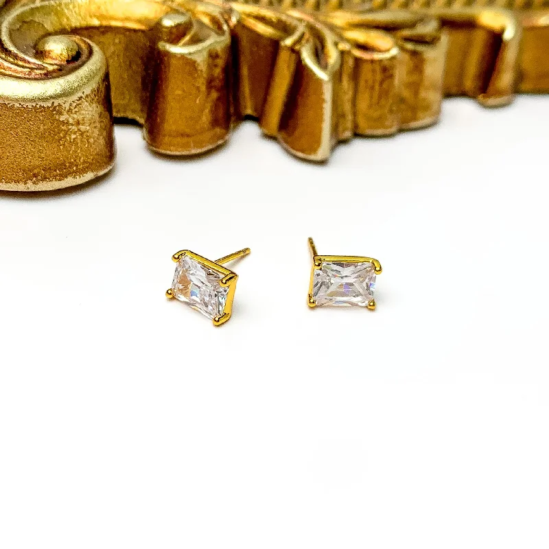 Broad hoop earrings-Kinsey Designs | Prism Stud Gold Earrings with CZ Crystals