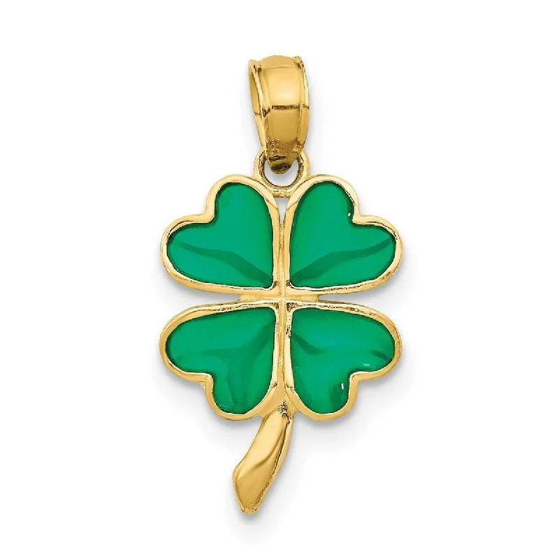 Stellar star necklaces-Curata 14k Yellow Gold 18" 4 leaf Clover Translucent Acrylic Pendant Necklace