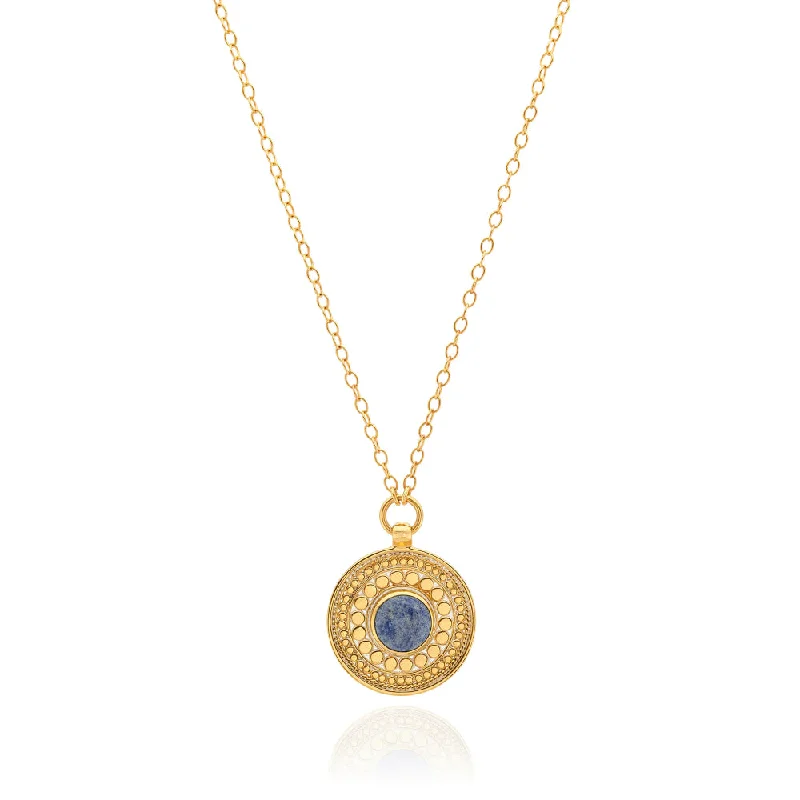 Raised bar necklaces-Anna Beck Dotted Dumortierite Pendant Necklace