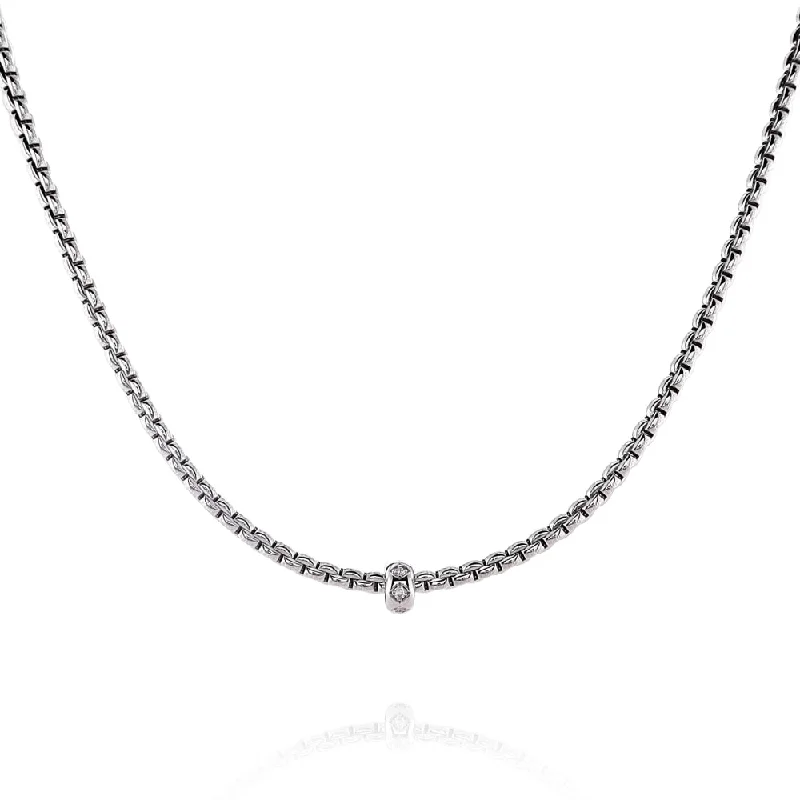 Stellar star necklaces-Fope 18k White Gold 17" Eka Diamond Necklace