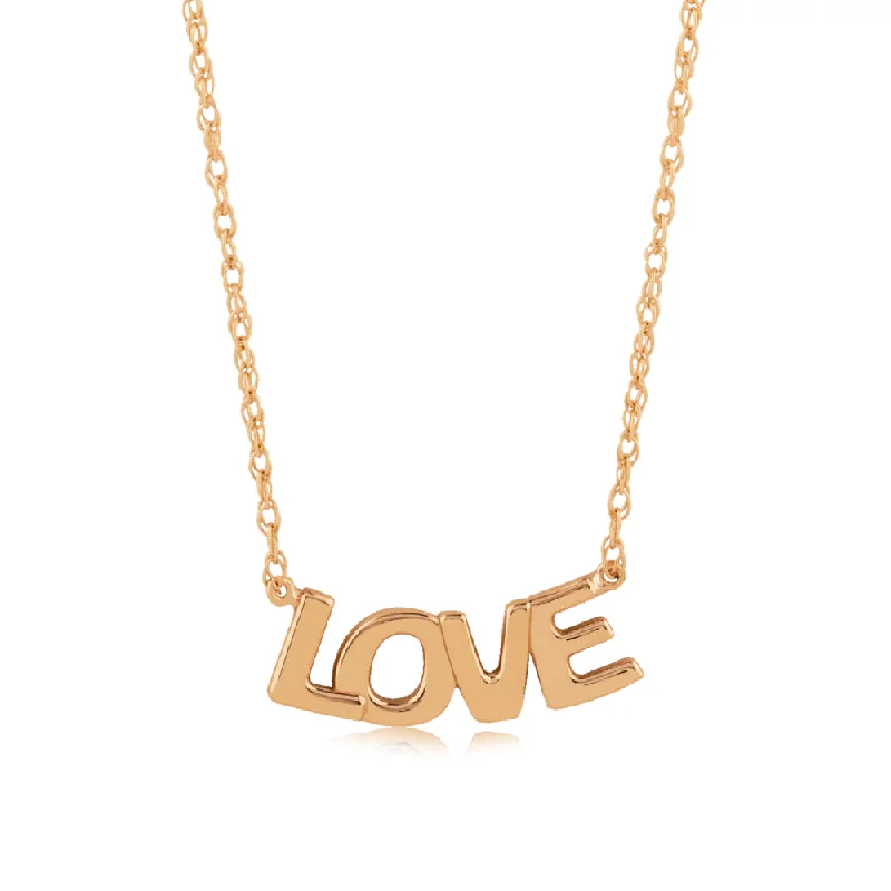 Yarn braid necklaces-14k "Love" Pendant Necklace