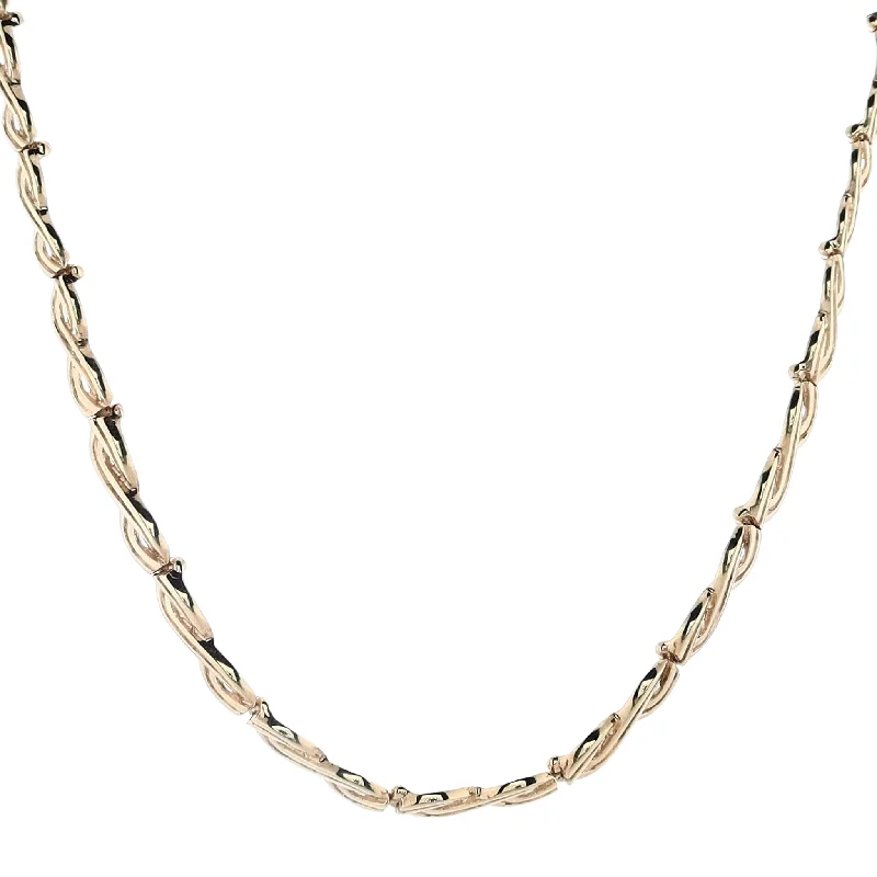 Polished disc necklaces-Estate 14 Karat Yellow Gold Tapered Polished Infinity Link Design Necklace