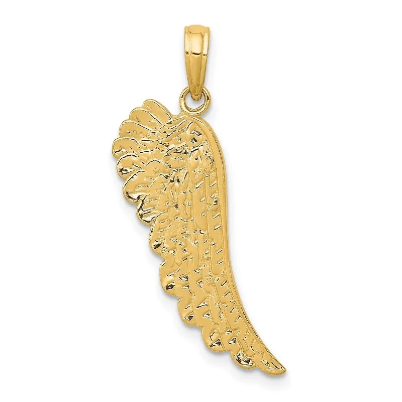 Cosmic charm necklaces-Curata 14k Yellow Gold Solid 18" Angel Wing Pendant Necklace - 27.4x20mm