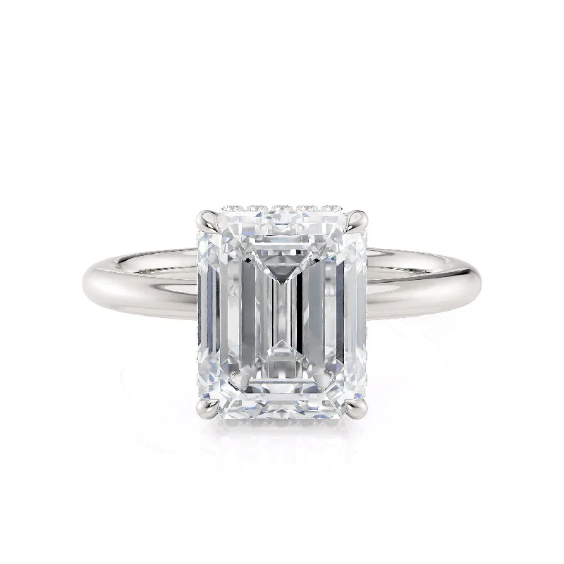 Princess cut engagement rings-CROWN R750-3EM Emerald-Cut Diamond Solitaire