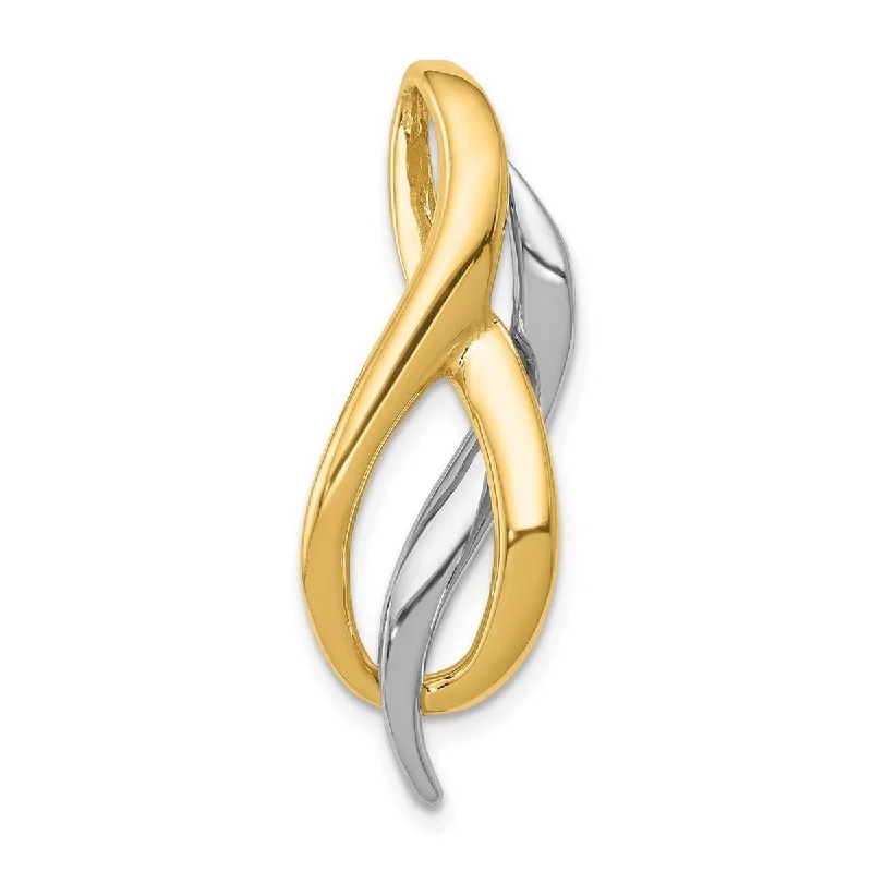 Layered link necklaces-Curata 14k Two Tone Gold Solid Polished Infinity Slide Necklace (11mm x 35mm)