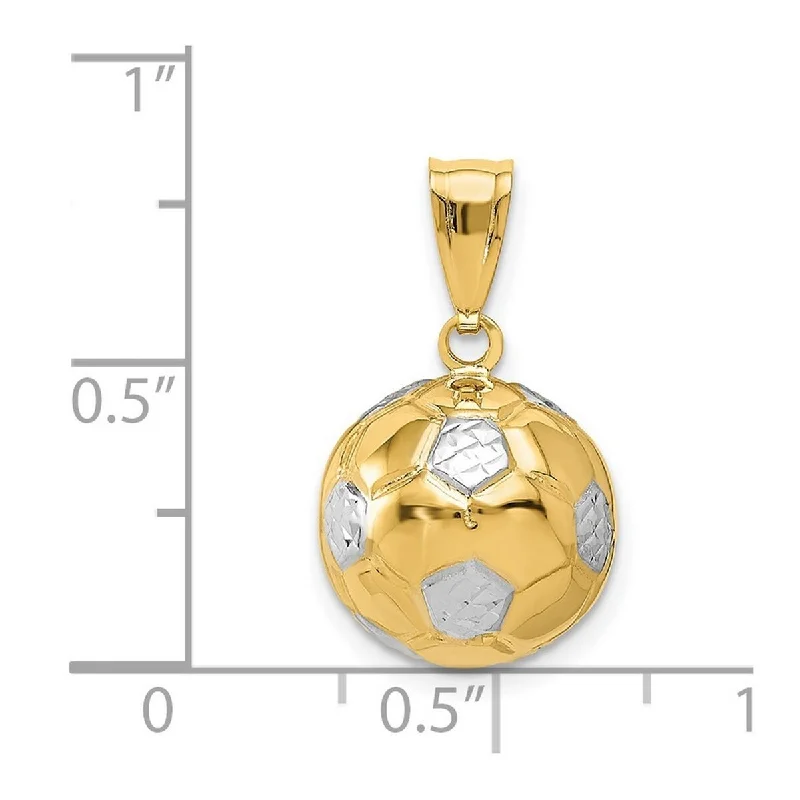 Thin enamel necklaces-Curata 14k Yellow Gold 18" 16.9x12.4mm Sparkle-Cut Soccer Ball Necklace