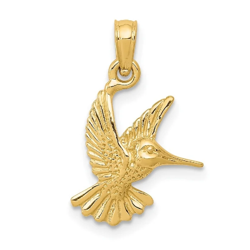 Coil knot necklaces-Curata 14k Yellow Gold 18" 20x13mm Textured Polished Hummingbird Necklace