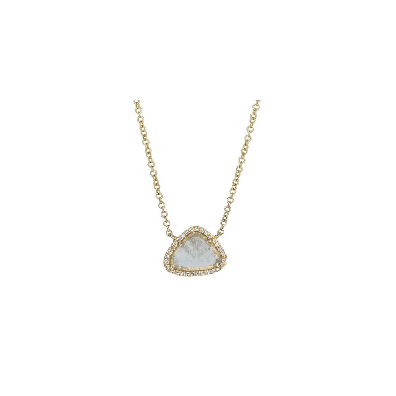 Cotton cord necklaces-14KT Yellow Gold Diamond Pave and Diamond Slice Necklace