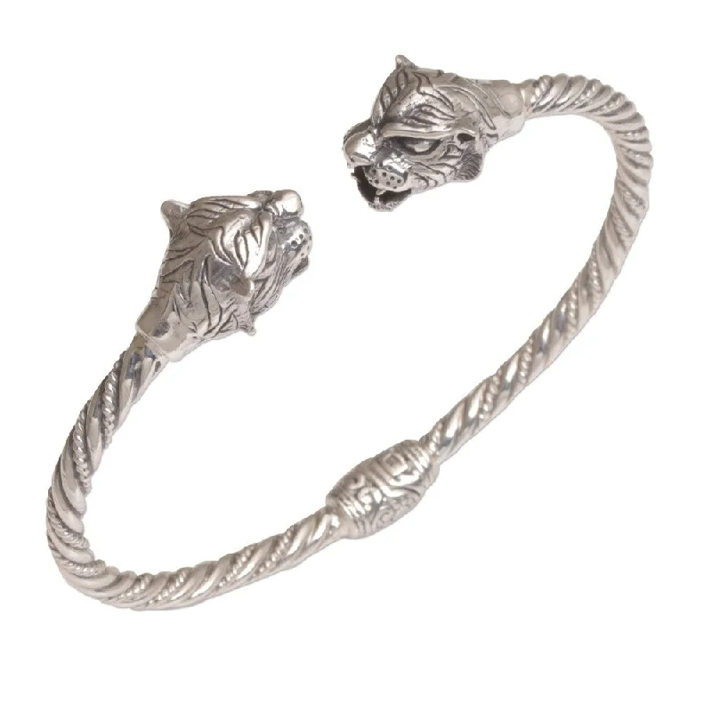 Stretch thread bangles-Handmade Sterling Silver Law of the Jungle Bracelet (Indonesia)