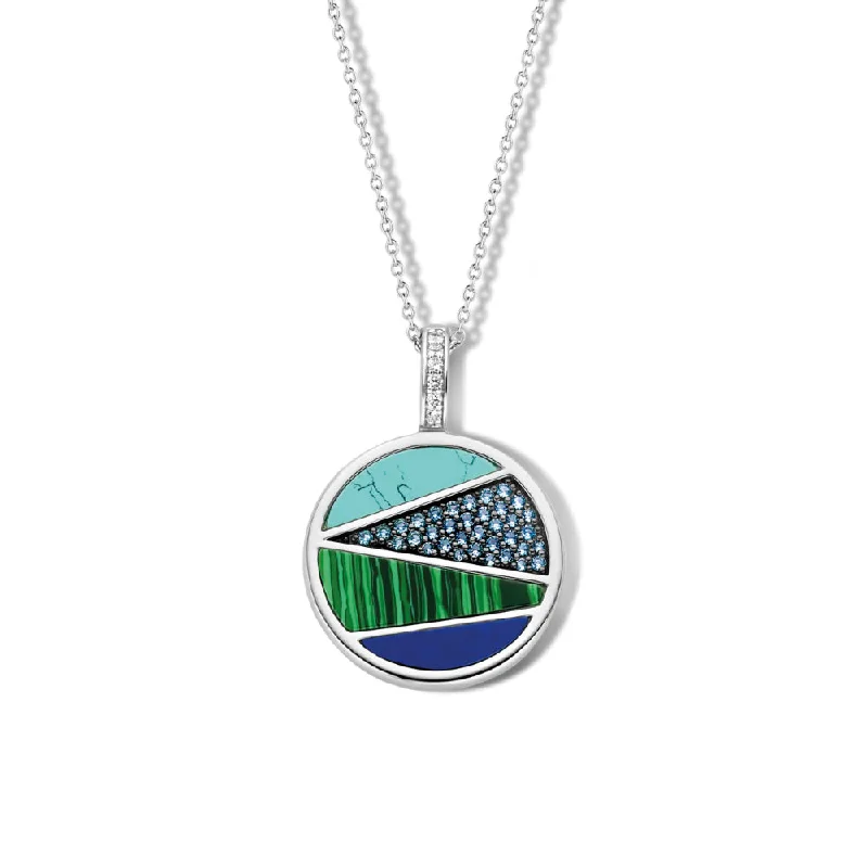 Fog glass necklaces-Ti Sento Sterling Silver Shimmering Patchwork Pendant Necklace