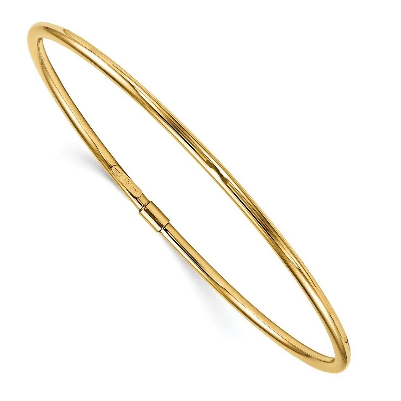 Coiled cord bangles-Curata 2.5mm 14k Yellow Gold Hollow Slip on Polished Cuff Stackable Bangle Bracelet