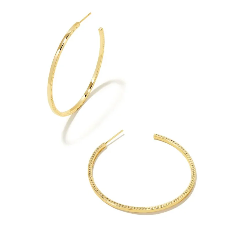 Layered drop earrings-Kendra Scott | Sylvie Large Hoop Earrings in Gold