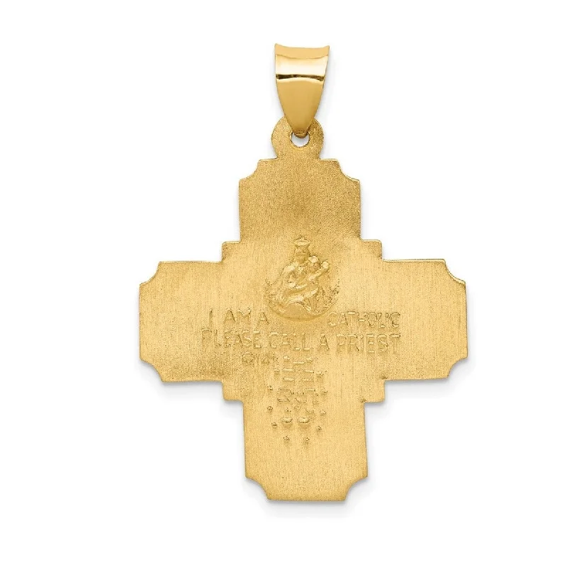 Raised bar necklaces-Curata 14k Yellow Gold 18" 24mm Four-Way Medal Cross Pendant Necklace Necklace